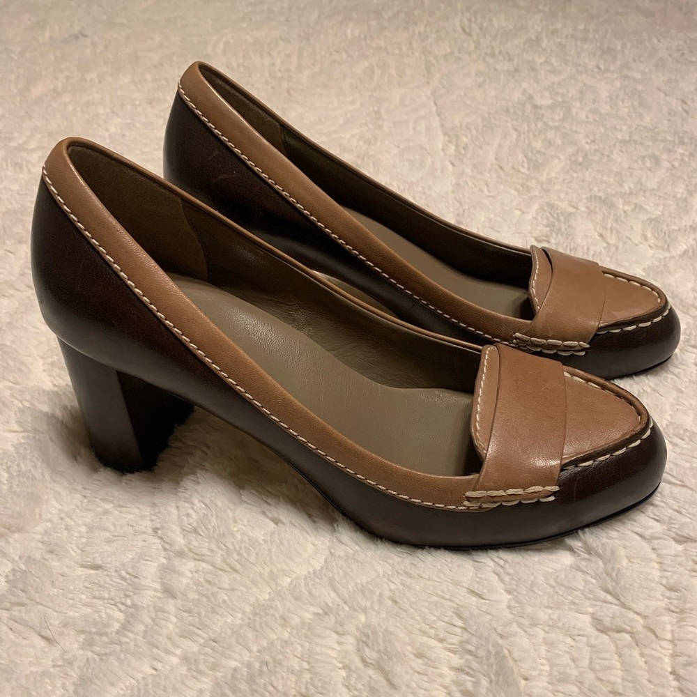 Cole Haan leather block heeled loafers‎